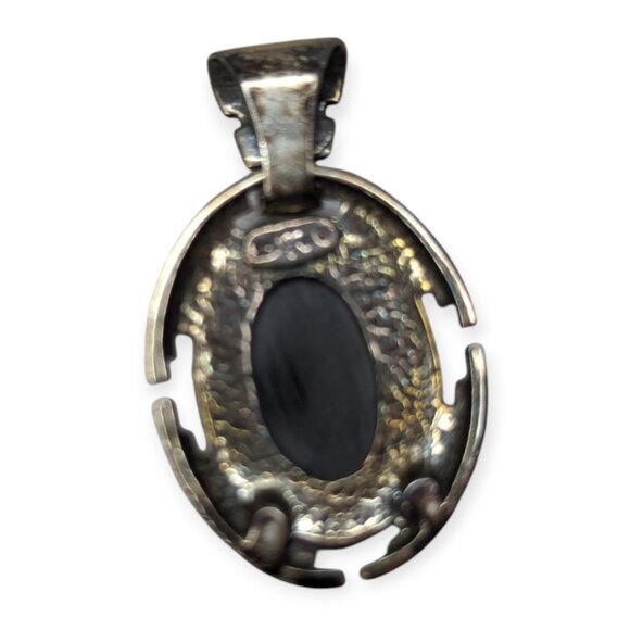 Carolyn Pollack Sterling Silver 925 Inlaid Turquoise Onyx Oval Pendant - Picture 4 of 7